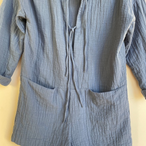 Indigo Blue Zara Jumpsuit Shorts Long Sleeve Small - Picture 3 of 9